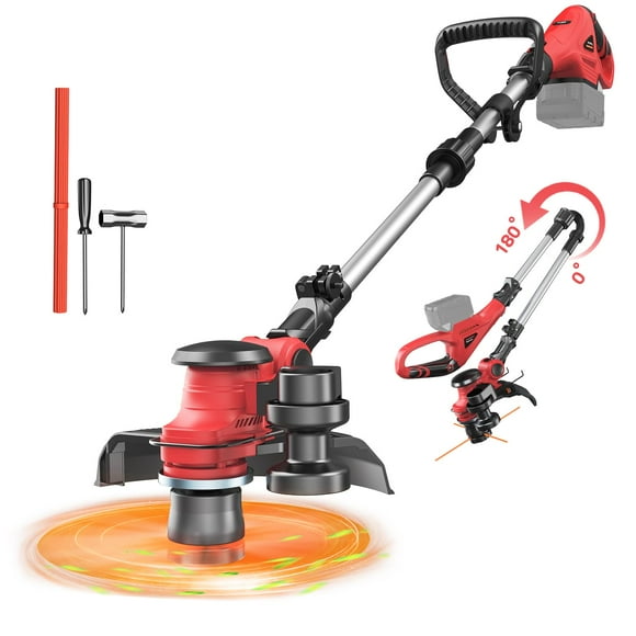 MtiolHig 3 in1 String Trimmer Compatible with Milwaukee 18V, Cordless Folding Weed Eater with Brushless Motor & Battery Level Display, 11" Elect