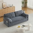 thumbnail image 2 of 63.8" Queen Pull Out Sofa Bed, 3-in-1 Convertible Sleeper Sofa with Side Storage,Multi-Functional Velvet Loveseat Bed for Living Room,Bedroom,Apartment,Office,Gray, 2 of 8