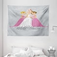 thumbnail image 1 of Bridal Shower Decorations Tapestry, Bride and Best Friends Bridesmaid on Floral Ivy Backdrop, Wall Hanging for Bedroom Living Room Dorm Decor, 80W X 60L Inches, Grey Pink and White, by Ambesonne, 1 of 2