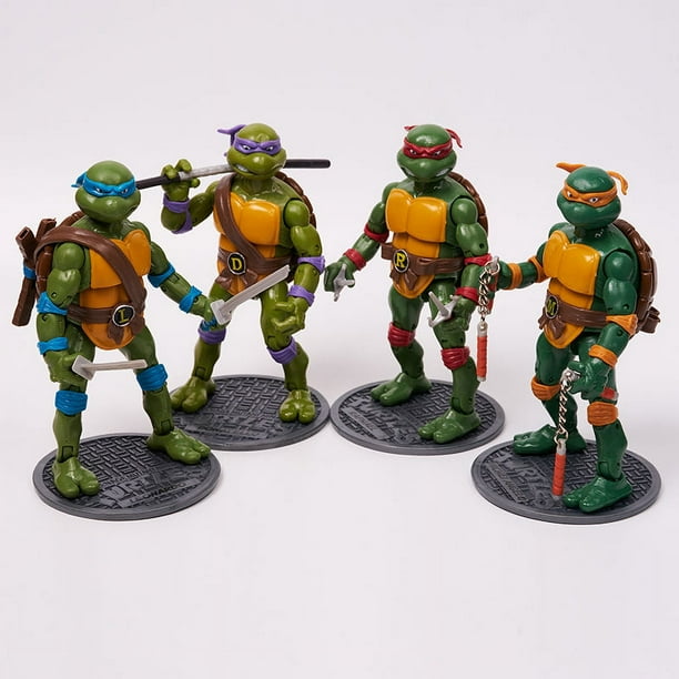 Figuras de PVC de las Tortugas Ninja mutantes adolescentes clásicas, juguetes, modelos, adornos, regalos de oficina hechos a mano, juego de 4, 17 cm