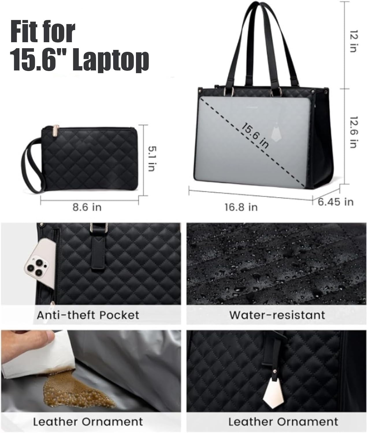 Packuum Tote Bag, Packuum 3 in 1 Tote Bag Backpack, Lunch Compartment, Capacity Computer Handbag with Purse