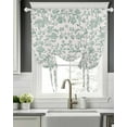 thumbnail image 5 of Turquoise Farmhouse Tie Up Curtains for Window, Thermal Insulated Balloon Shade Adjustable Rod Pocket Curtains Valance Panels for Kitchen Bathroom Cafe 52 x 45 Vintage Flower Leaf Botanical Plant, 5 of 6