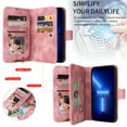 thumbnail image 4 of Jiahe Cover for Samaung Galaxy S22 Ultra Wallet Case with Card Holder, Adjustable Crossbody Lanyard Zipper PU Leather Kickstand Card Slots Magnetic Flip Cover Case 6.8 Inch, Pink, 4 of 9