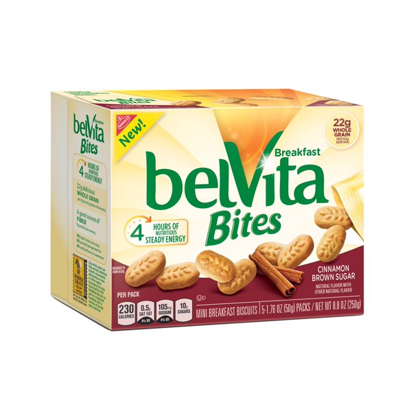 belVita Cinnamon Brown Sugar Mini Breakfast Biscuit Bites, 5 Packs