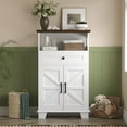 thumbnail image 5 of Bathroom Floor Cabinet, Farmhouse Storage Cabinet, 23.6" Wide Cabinet with Drawer, Adjustable Shelf, Barn Doors, Cabinets for Bathroom, Kitchen, Living Room, White, 5 of 7