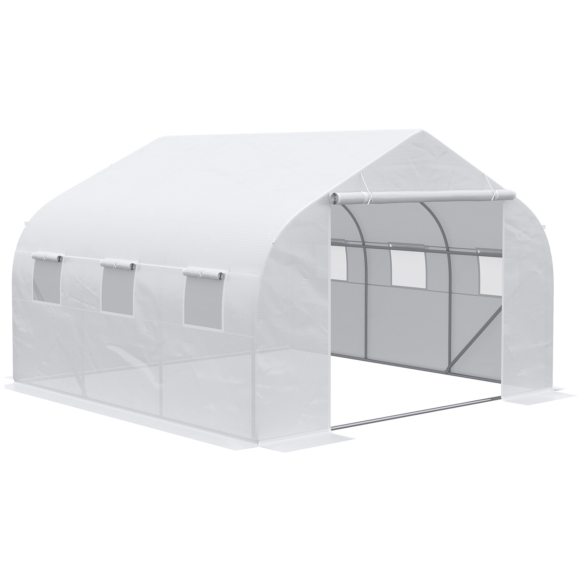 Outsunny 11.5' x 10' x 6.5' Outdoor Tunnel Greenhouse, Mesh Windows, White