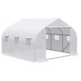 thumbnail image 2 of Olurrisa 12x10x7FT Galvanized Steel Walk-in Tunnel Greenhouse - Mesh Door & 6 Vent Windows, UV Shielded PE Cover for Outdoor Gardening, White, 2 of 8