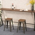 26" Black Metal Counter Height Bar Stools Stackable Backless Barstools