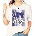 thumbnail image 2 of Game Day Striped Shirt for Women & Teen Girls Retro Football Season Comfort Colors Graphic Tee - Blue on Ivory Shirt, Adult 2X-Large, 2 of 5