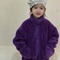 thumbnail image 6 of Odeerbi Toddler Girls Winter Fleece Outfits Children's Cotton-padded Coat Velvet Thickened Warm Winter Mid-length Cotton Coat Baby Coat Purple 5-6 Years, 6 of 8