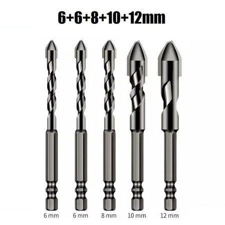 

5Pcs 6 6 8 10 12Mm Multifunction Drill Bit Set Eccentric Drill Crooked Head
