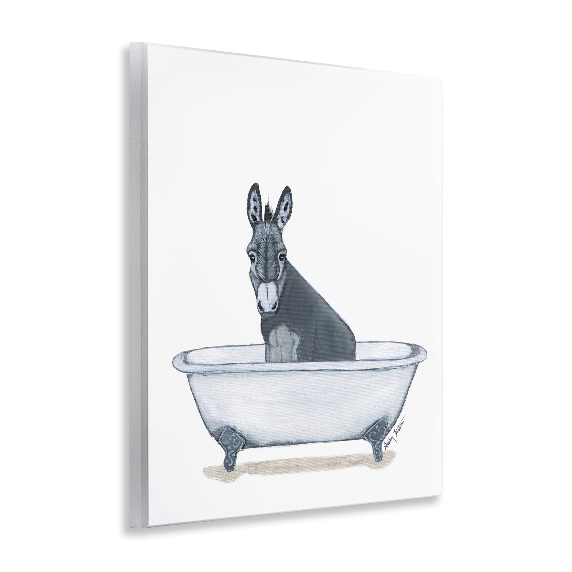 Stupell Industries Donkey in Tub Sketch Bath & Laundry Painting Unframed Art Print Wall Art, 11 x 14