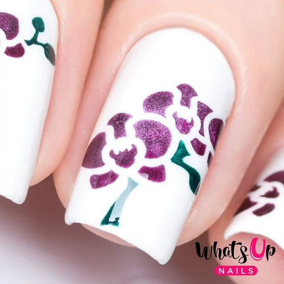 Whats Up Nails - Orchids Vinyl Stencils Nail Art Design