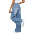 thumbnail image 4 of uublik Womens Jeans High Waisted Straight Jeans Loose Wide Leg Stretchy Denim Pants with Pockets, Light Blue, 4 of 4