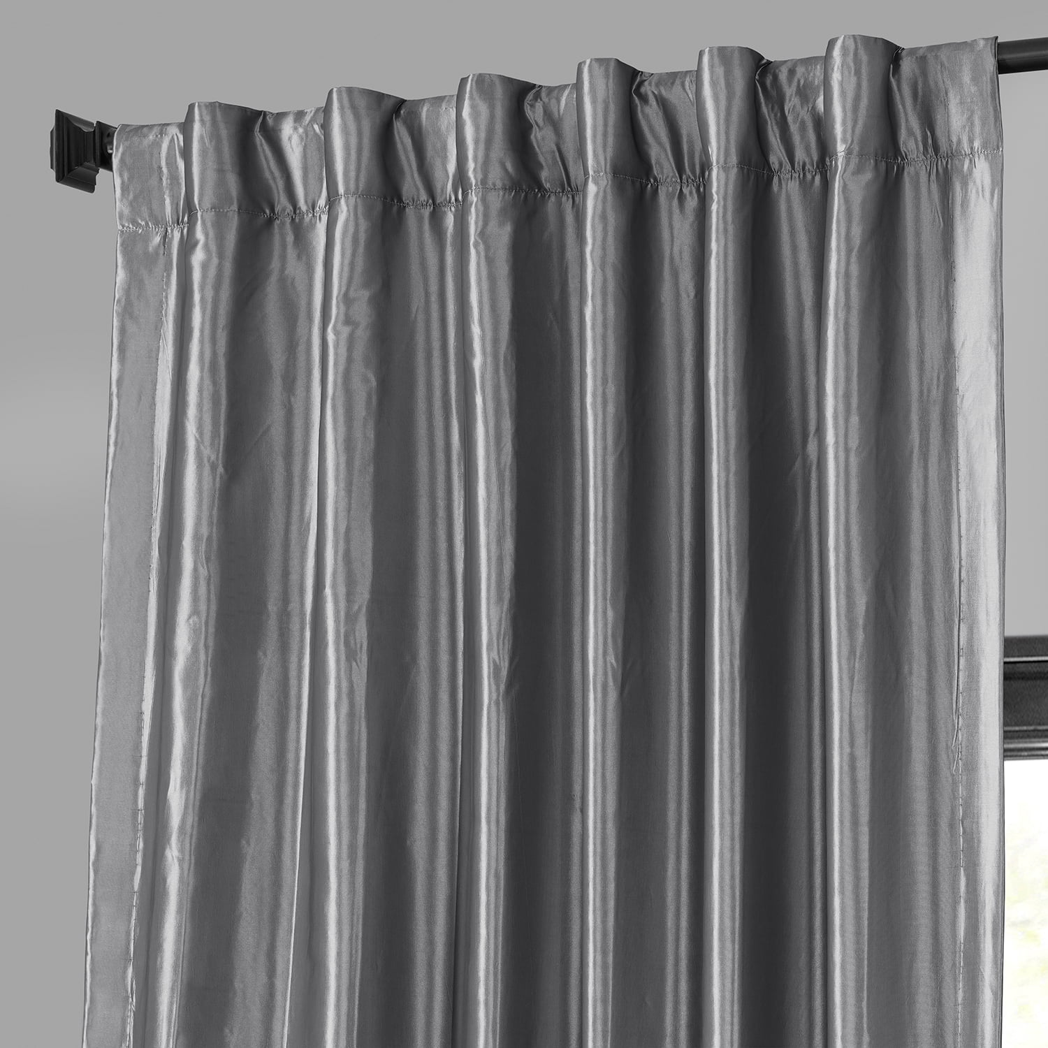 Platinum Blackout Faux Silk Taffeta Curtain (1 Panel), Platinum, 50W X 84L