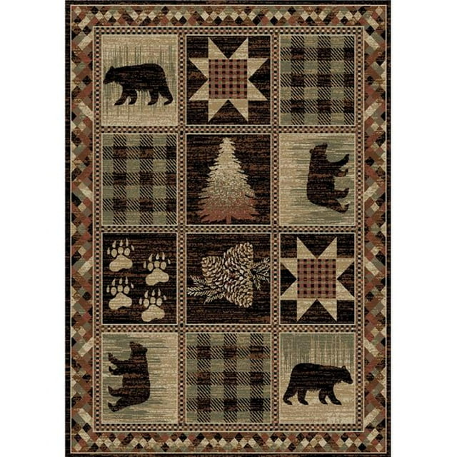 Mayberry Rug HS9648 5X8 5 ft. 3 in. x 7 ft. 3 in. Hearthside Hollow Point Area Rug, Brown