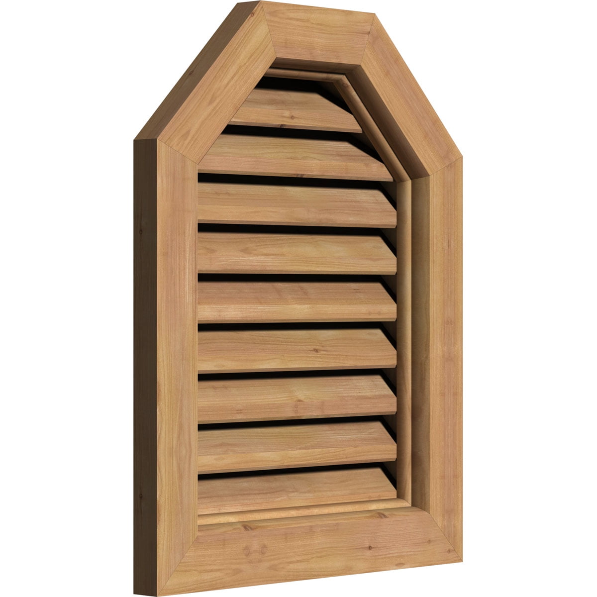 16"W x 18"H Octagonal Top Gable Vent (21"W x 23"H Frame Size): Unfinished, Functional, Smooth Western Red Cedar Gable Vent w/ Brick Mould Face Frame