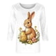 thumbnail image 5 of TaTaai Women Easter Print T-Shirt Crew Neck Three Quarter Sleeve Loose Fit Casual Ladies Spring Holiday Daily Wear Lightweight Breathable Non-See-Through Machine Washable Pullover Top Gift, 5 of 5