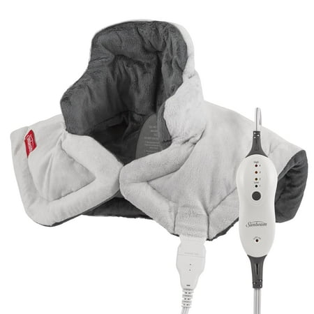 Sunbeam Renue Heat Therapy Neck and Shoulder Pain Relief Wrap Heating Pad, Grey