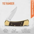 thumbnail image 2 of Buck Knives 112 Ranger Hunting Knife, 3" Folding Knife Blade, Ebony/Brass Handle, 5.6 oz, 2 of 8