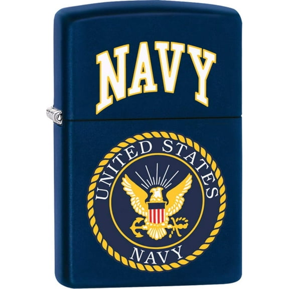 Zippo Lighter - Personalized Customize Message Engrave on Backside for U.S. Navy Windproof Zippo Lighter #Z105 (Navy Blue)