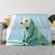 thumbnail image 1 of Balery Dog Wrapped in Towel Manta de Franela con Dibujo, Lujo Ultra Suave y Cálido, Antipelusa y Resistente a las Arrugas para Cama, Sofá, Camping -80"x60", 1 of 6
