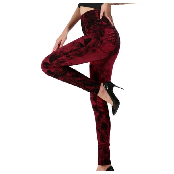 Women's Solid Color Pants Mid-waist High Stretch Cotton Yoga Leggings 