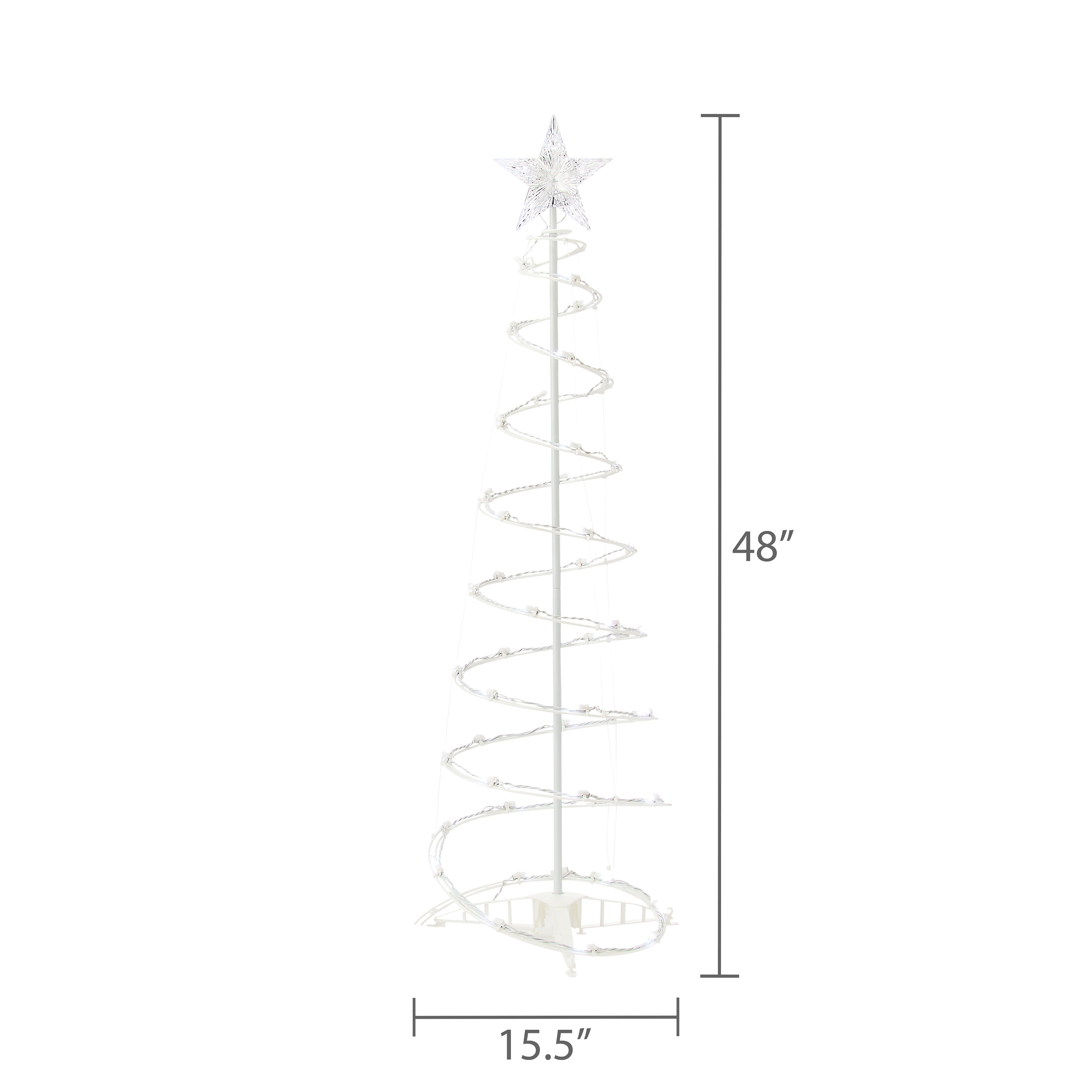 Indoor/Outdoor LED Light-Up 8-Function Color-Changing Spiral Christmas Trees, Cool White to Multicolor, Set of 2, by Holiday Time