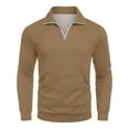 thumbnail image 7 of Mohiass Mens Sweatshirts No Hood Quarter Zip Long Sleeve Pullover Shirts Stand Collar Lightweight Comfy Sweatshirt with Pocket Light Brown S, 7 of 7