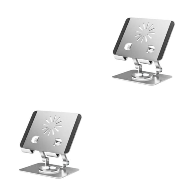 Soporte para tableta Inteprter antideslizante Universal plegable de aleación de aluminio color Plata 2piezas