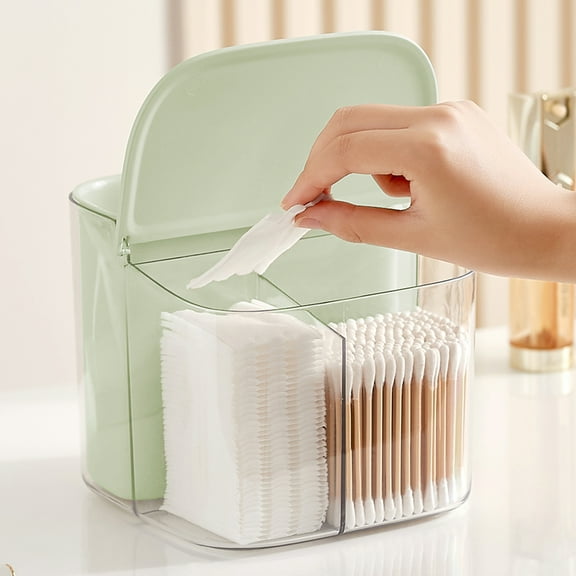 Storage Box with 3 Compartments and Lids for Makeup Palettes, Cosmetics, and Beauty Supplies - Ideal for Vanity, Bathroom, and Desk Organization, Light Green