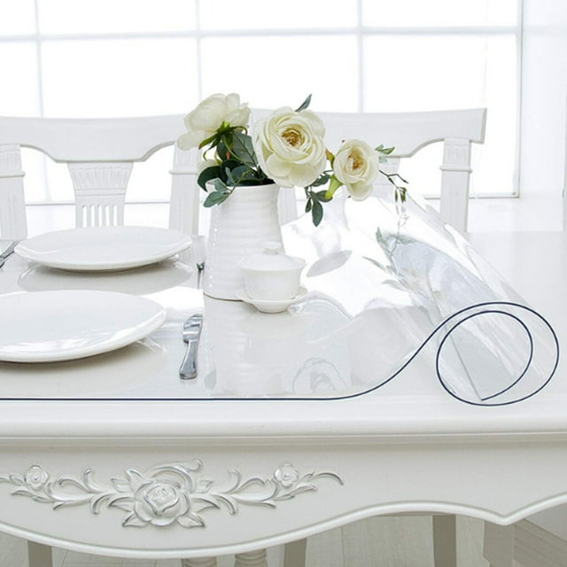 Nappe Imperméable PVC Transparente Anti-Huile Ronde en Plastique pour Maison Hôtel Table à Manger Protecteur