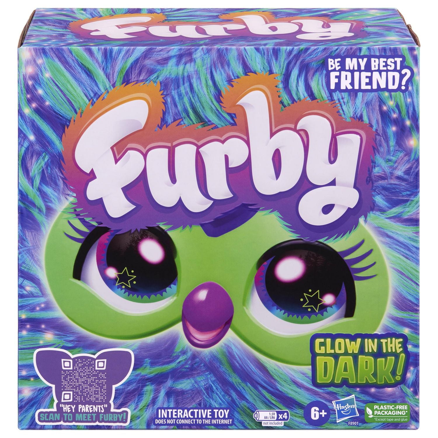 Furby Glow in the Dark Galaxy Edition Plush, Voice Activated, Interactive Toys, Ages 6+