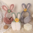 thumbnail image 3 of Orejeras Plegables Cálidas Y Resistentes Al Frío De Invierno para Mujer Orejeras De Felpa Lindas Y Pequeñas Flores - Albaricoque, 3 of 5