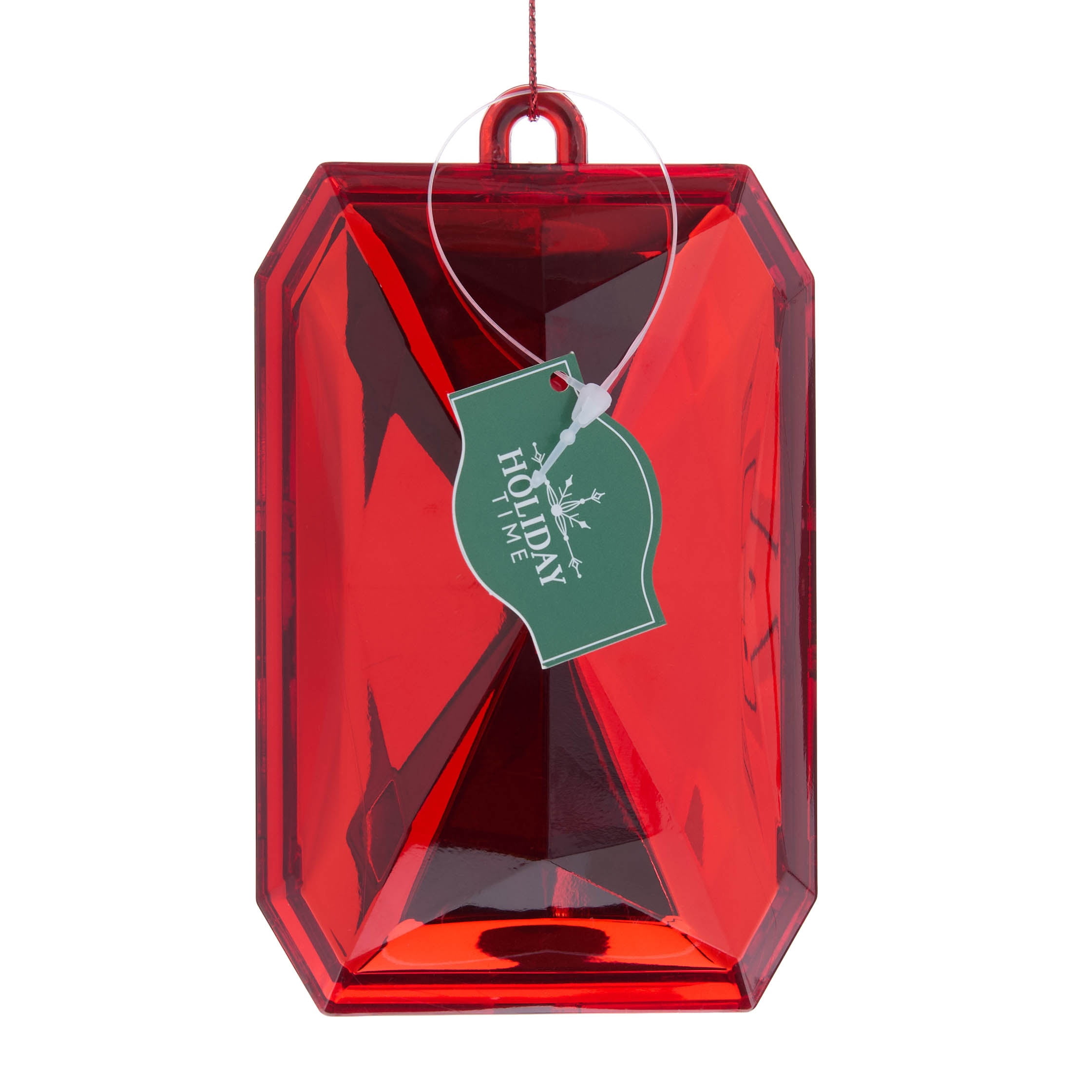 Red Rectangle Gem Christmas Ornament, 4.5", by Holiday Time