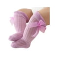 thumbnail image 1 of Arvbitana Infant Baby Girls Princess Over-The-Knee Socks Solid Color Hollow Mesh Bowknot Breathable Mouth Socks Cute Loose Long Stockings 0-24M, 1 of 3
