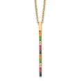 thumbnail image 2 of Auriga Sterling Silver Gold-tone 14K Flash Gold-plated Colorful CZ Vertical Bar Necklace with 2 inch Extender for Women 18", 2 of 6