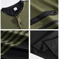 thumbnail image 4 of GuangCheng Mens Henley Shirts,Striped,Color Block,Long Sleeve,Casual,Slim Fit,Stylish T Shirts,Army Green,Size L, 4 of 7