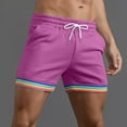thumbnail image 4 of CHUOU Mens Summer Solid Color Rainbow Pants Pocket Drawstring Loose Casual Sports Running Straight Shorts Beach Pants, 4 of 5
