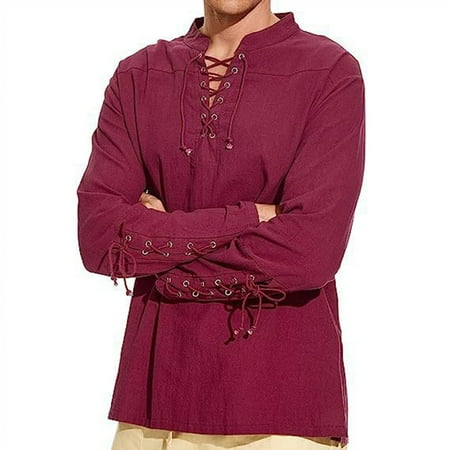 

Fule Mens Renaissance Costume Long Sleeve Medieval Steampunk Shirt Stage Costume