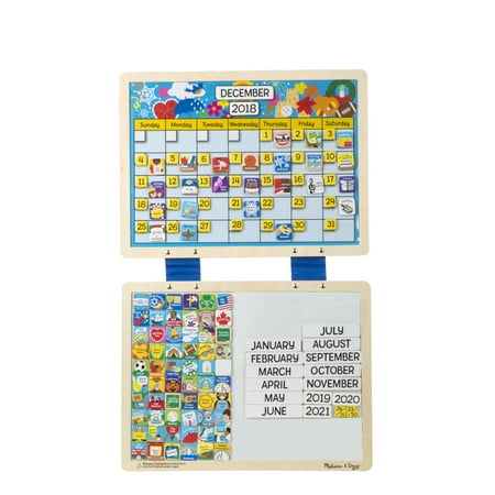 Melissa & Doug Monthly Magnetic Calendar with 133 Magnets and 2 Fabric-Hinged Dry-Erase Boards
