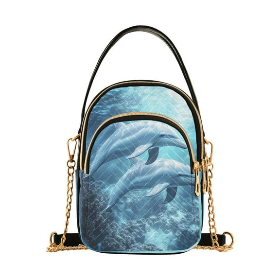 ALAZA Chain Crossbody Bags for Women Two Dolphins Shoulder Handbag Phone Purse