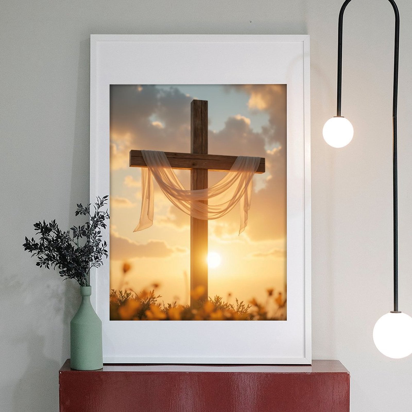Diamond Art Kit for Adults, Cross Sunset Draped Fabric Sky Diamond Painting for Adults Beginners, DIY Diamond Art Painting Kits, 5D Diamond Painting Crafts for Home Decor 12x16 Frameless