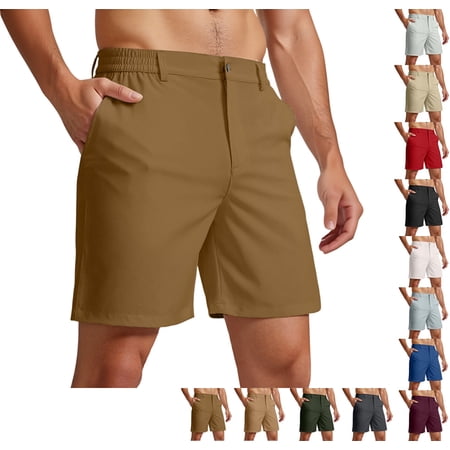 Men s Cargo Shorts Inseam Lightweight Hiking Casual Shorts for Golf Work Fishing with Pockets Brown XL