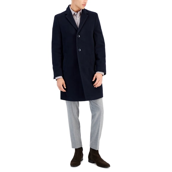 Nautica Mens Regular Fit Barge Overcoat Coat 38R Navy Blue Wool