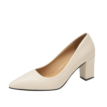 Cathalem Pumps Shoes Women Comfortable Closed Toe Wedges for Women  Heels for Women Comfortable High Heel Wedges Work Pumps Shoes for Dressy Spring Fall (Beige 8)