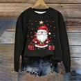 thumbnail image 2 of Riecok Christmas Women's Hoodless Sweatshirts Long Sleeves Round Neck Fall Christmas Funny Graphic Oversized Soft Fashion Holiday Sweatshirts Pullover Hoodless Tops Black L, 2 of 4