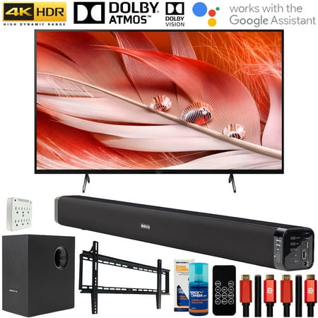 Sony XR75X90J 75-inch X90J 4K UHD Full Array LED Smart TV (2021 Model) Bundle with Deco Gear Home Theater Soundbar with Subwoofer, Wall Mount Accessory Kit, 6FT 4K HDMI 2.0 Cables and More