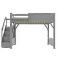 thumbnail image 5 of Harper & Bright Designs Full Size Loft Bed with Built-in Wardrobe and Shelves, Wood Loft Bed with Guardrails and Stairs, Gray, 5 of 11