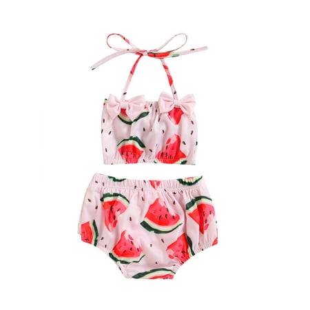 

Kiapeise Toddler Girl Swimsuits Infant Baby Girl Bathing Suit Bikini Sets Swimwear 2Piece Summer Beach Outfit Top Shorts